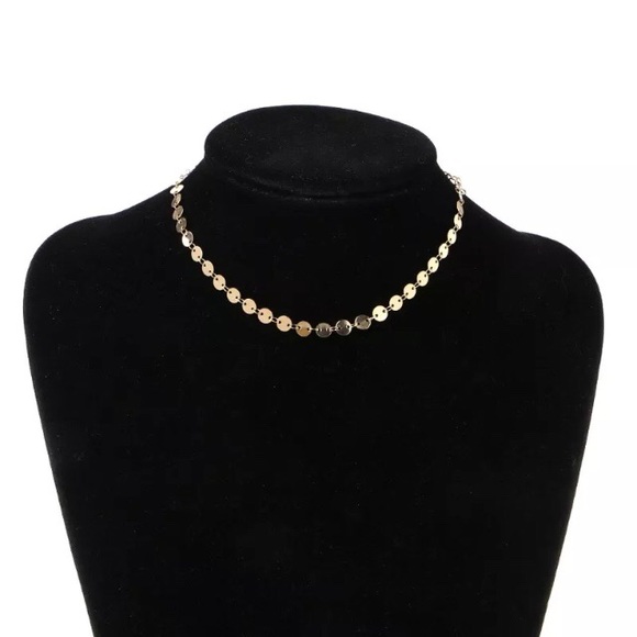 Boho Sequins Coin Gold Choker Necklace - Picture 2 of 2